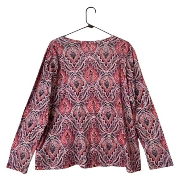 TALBOTS WOMAN Paisley Print Pima Cotton Long Sleeve Top - Size 2X - Picture 2 of 5